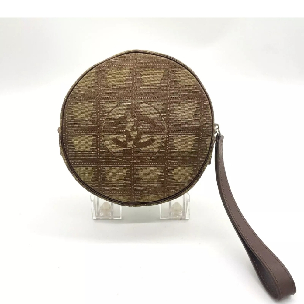 Chanel Khaki Pouch Mini Bag Wrislet with Box